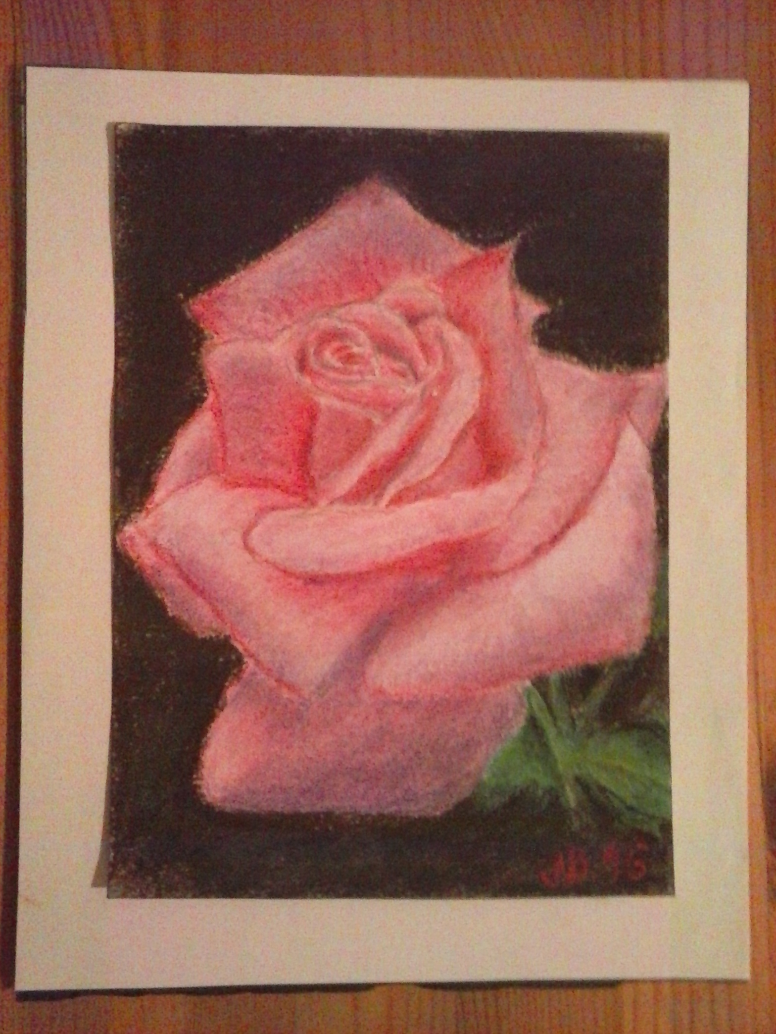 Růže, kresba suchým pastel, 18x21,